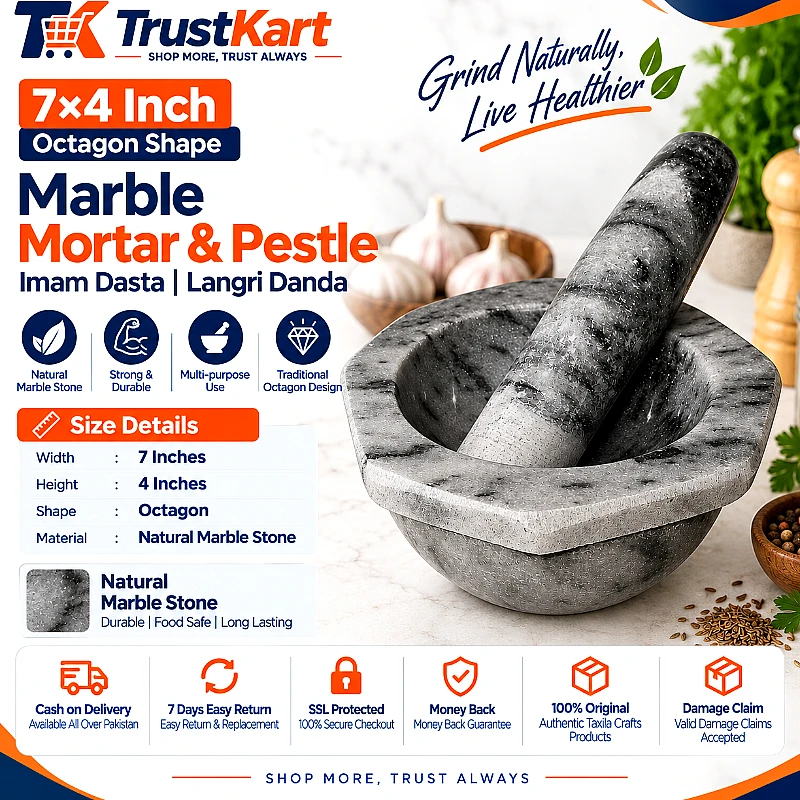 7x4″ Octagon Shape Marble Mortar Pestle - Product Image