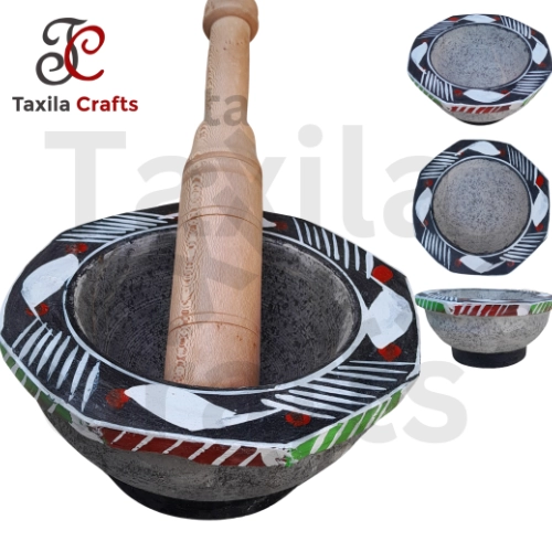 Taxila Crafts 9-Inch Black Stone Chattu Watta | La